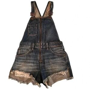 Free People ‘We the Free’ Denim Overall Shorts Sz 0